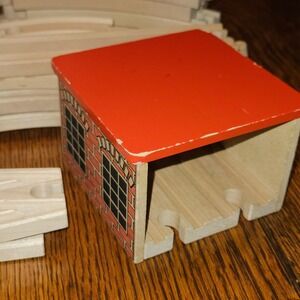 Thomas Wooden Train Track Set with Tunnel Station and Lamp Post Expansion Bundle